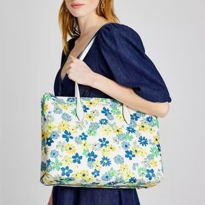Kate Spade All Day Floral Medley Large Tote ✨ Parchment Multi | zipper dust bag